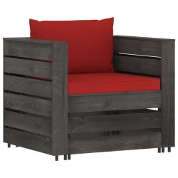 vidaXL 2-tlg. Garten-Lounge-Set mit Kissen Grau Imprägniertes Holz