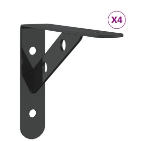 vidaXL Regalträger 4 Stk. 15x2,5x11,5 cm Schwarz Edelstahl