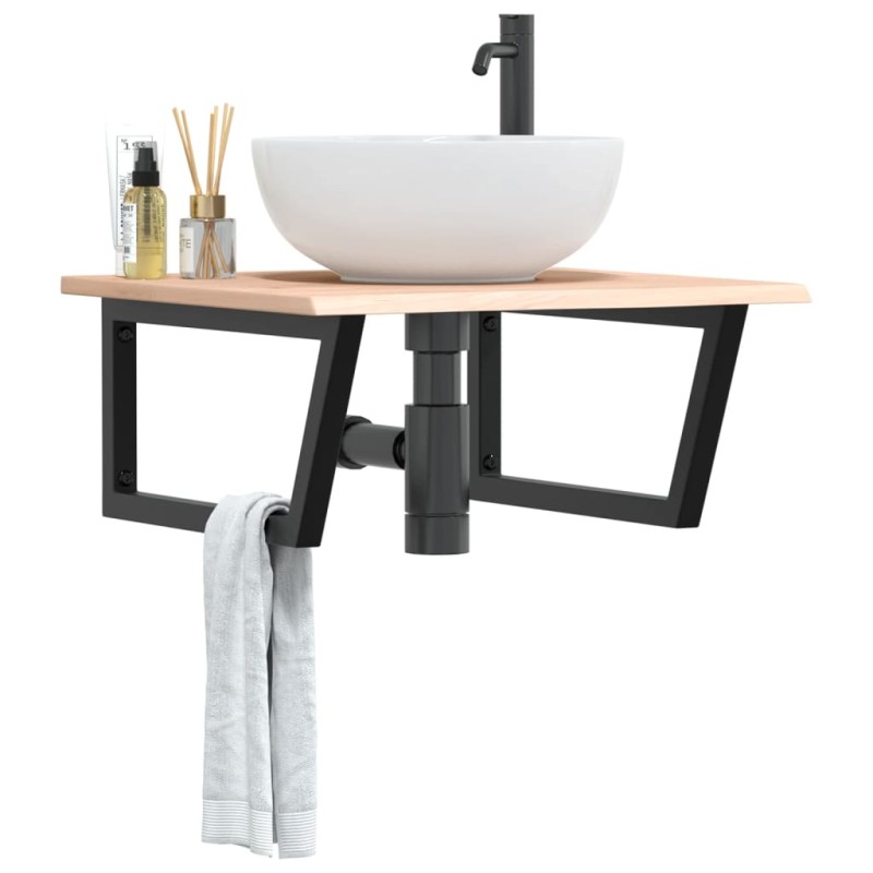 vidaXL Waschtischplatte mit Halterung Stahl und Massivholz Eiche vidaXL Waschtischplatte mit Halterung Stahl und Massivholz Eiche