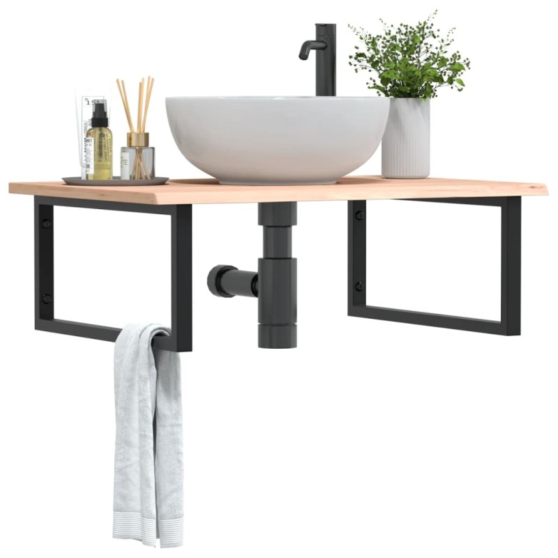 vidaXL Waschtischplatte mit Halterung Stahl und Massivholz Eiche vidaXL Waschtischplatte mit Halterung Stahl und Massivholz Eiche