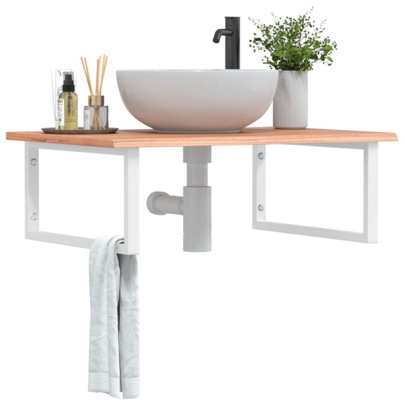 vidaXL Waschtischplatte mit Halterung Stahl und Massivholz Eiche vidaXL Waschtischplatte mit Halterung Stahl und Massivholz Eiche