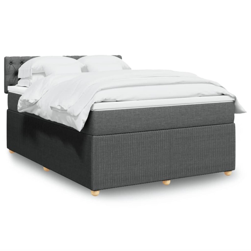vidaXL Boxspringbett mit Matratze Dunkelgrau 160x200 cm Stoff vidaXL Boxspringbett mit Matratze Dunkelgrau 160x200 cm Stoff
