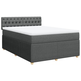 vidaXL Boxspringbett mit Matratze Dunkelgrau 160x200 cm Stoff