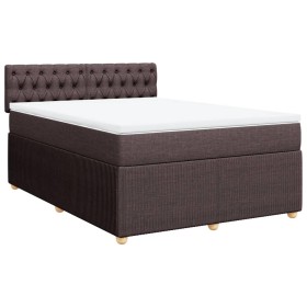 vidaXL Boxspringbett mit Matratze Dunkelbraun 160x200 cm Stoff