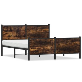 vidaXL Metallbett ohne Matratze Räuchereiche 160x200 cm