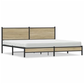 vidaXL Metallbett ohne Matratze Sonoma-Eiche 200x200 cm