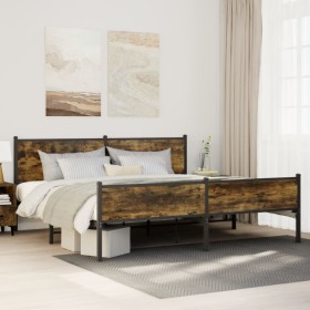 vidaXL Metallbett ohne Matratze Räuchereiche 193x203 cm