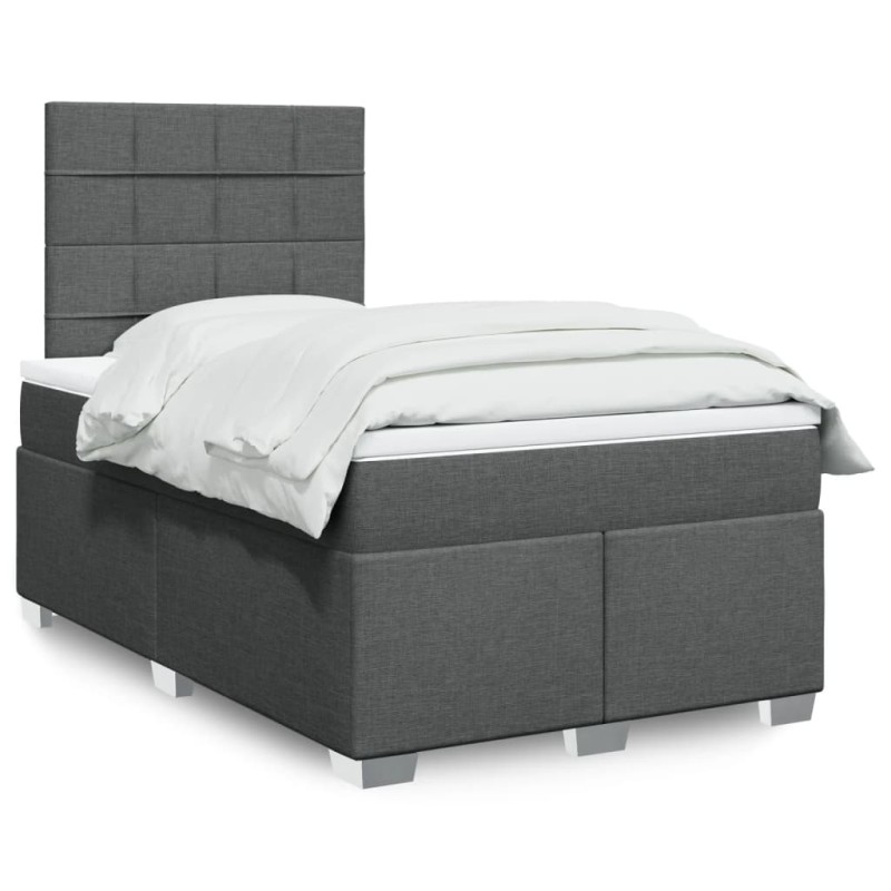 vidaXL Boxspringbett mit Matratze Dunkelgrau 120x200 cm Stoff vidaXL Boxspringbett mit Matratze Dunkelgrau 120x200 cm Stoff