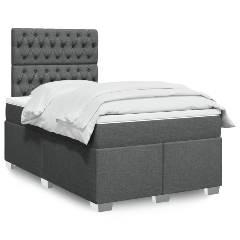 vidaXL Boxspringbett mit Matratze Dunkelgrau 120x200 cm Stoff vidaXL Boxspringbett mit Matratze Dunkelgrau 120x200 cm Stoff