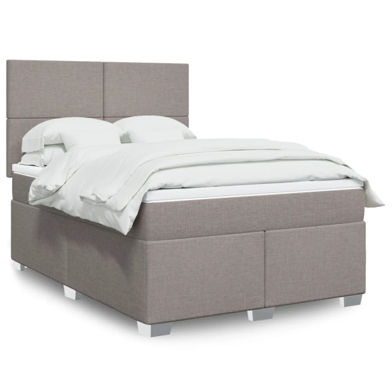 vidaXL Boxspringbett mit Matratze Taupe 140x190 cm Stoff vidaXL Boxspringbett mit Matratze Taupe 140x190 cm Stoff