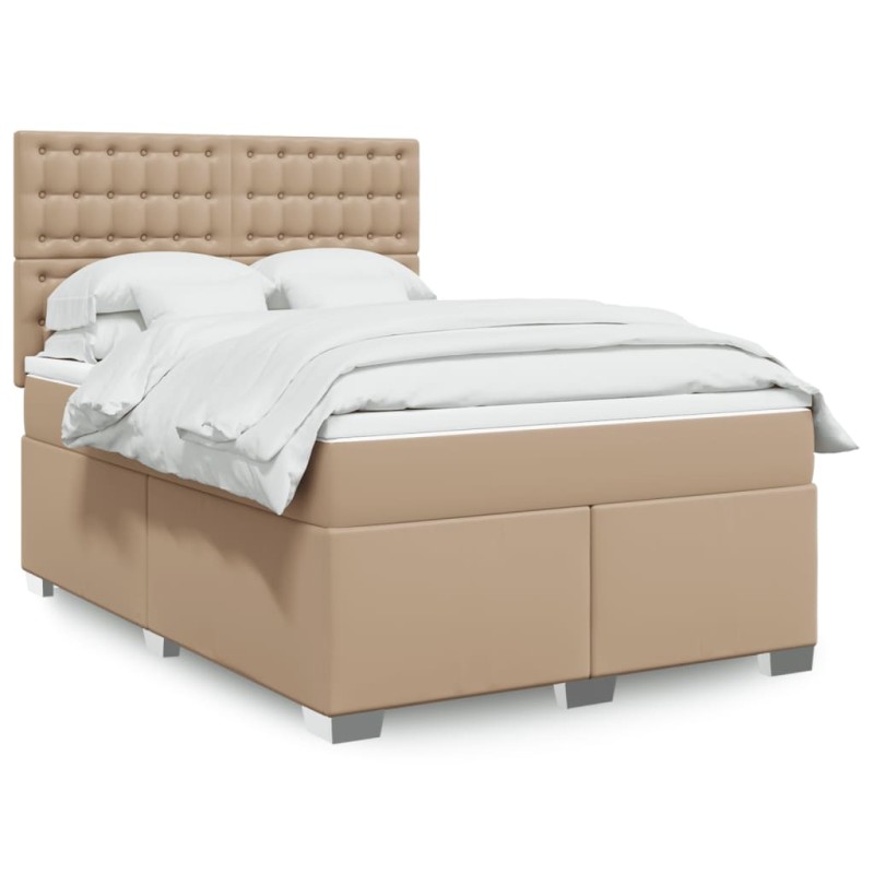 vidaXL Boxspringbett Matratze Cappuccino-Braun 160x200 cm Kunstleder vidaXL Boxspringbett Matratze Cappuccino-Braun 160x200 cm Kunstleder