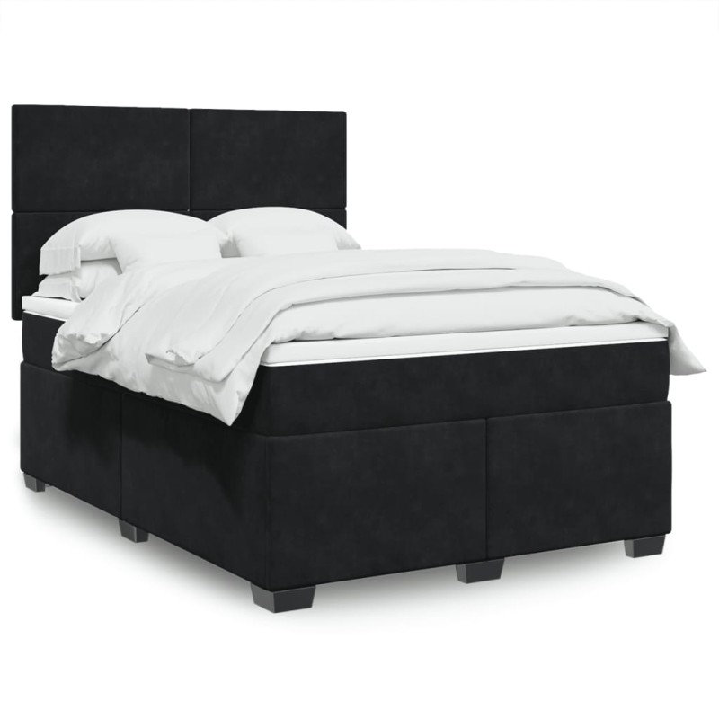 vidaXL Boxspringbett mit Matratze Schwarz 140x200 cm Samt vidaXL Boxspringbett mit Matratze Schwarz 140x200 cm Samt