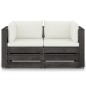 2-Sitzer Outdoor-Sofa mit Kissen Grau Imprägniertes Kiefernholz 2-Sitzer Outdoor-Sofa mit Kissen Grau Imprägniertes Kiefernholz