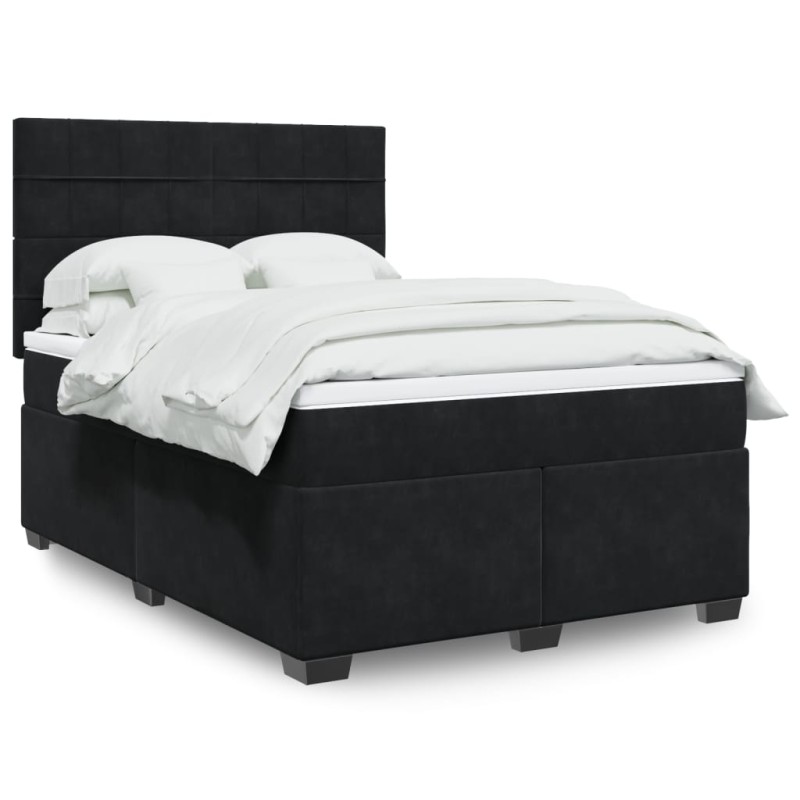 vidaXL Boxspringbett mit Matratze Schwarz 140x200 cm Samt vidaXL Boxspringbett mit Matratze Schwarz 140x200 cm Samt