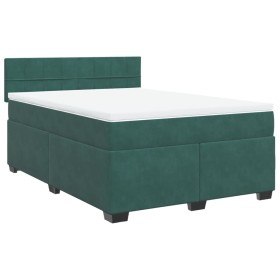 vidaXL Boxspringbett mit Matratze Dunkelgrün 140x200 cm Samt