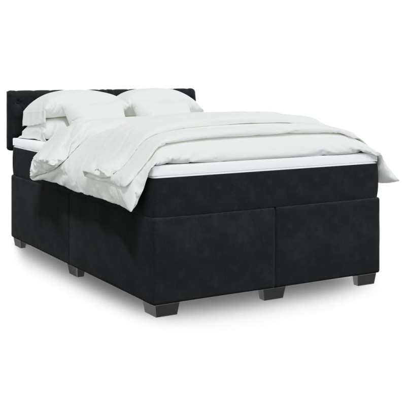 vidaXL Boxspringbett mit Matratze Schwarz 140x200 cm Samt vidaXL Boxspringbett mit Matratze Schwarz 140x200 cm Samt