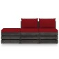 3-tlg. Garten-Lounge-Set mit Kissen Grau Imprägniertes Holz 3-tlg. Garten-Lounge-Set mit Kissen Grau Imprägniertes Holz