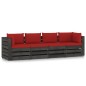 4-Sitzer Outdoor-Sofa mit Kissen Grau Imprägniertes Holz 4-Sitzer Outdoor-Sofa mit Kissen Grau Imprägniertes Holz