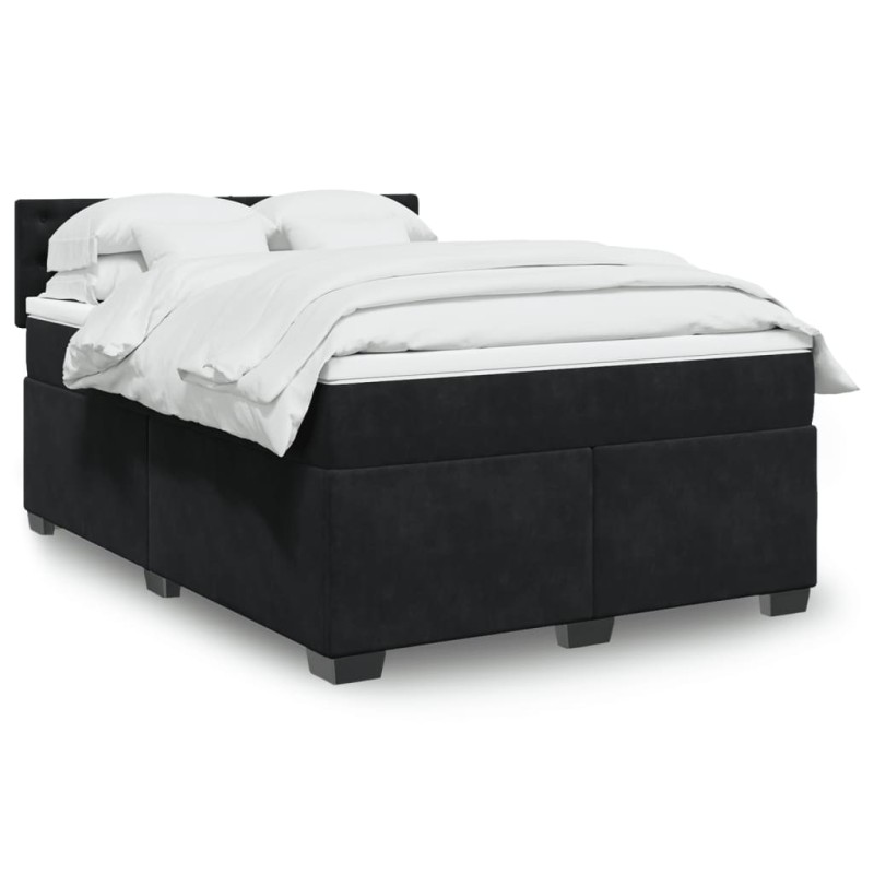 vidaXL Boxspringbett mit Matratze Schwarz 140x200 cm Samt vidaXL Boxspringbett mit Matratze Schwarz 140x200 cm Samt