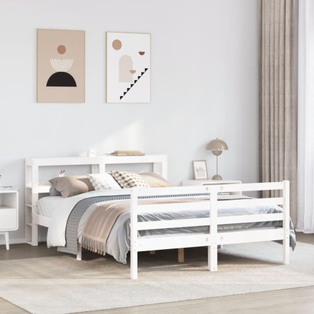 vidaXL Massivholzbett ohne Matratze Weiß 120x190 cm Kiefernholz
