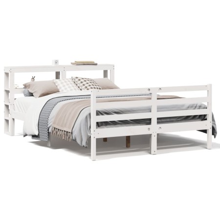 vidaXL Massivholzbett ohne Matratze Weiß 135x190 cm Kiefernholz