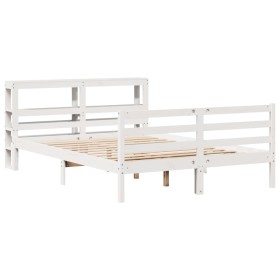 vidaXL Massivholzbett ohne Matratze Weiß 150x200 cm Kiefernholz