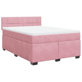 vidaXL Boxspringbett mit Matratze Rosa 160x200 cm Samt