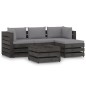 5-tlg. Garten-Lounge-Set mit Kissen Grau Imprägniertes Holz 5-tlg. Garten-Lounge-Set mit Kissen Grau Imprägniertes Holz