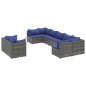 vidaXL 9-tlg. Garten-Sofagarnitur mit Kissen Grau Poly Rattan vidaXL 9-tlg. Garten-Sofagarnitur mit Kissen Grau Poly Rattan