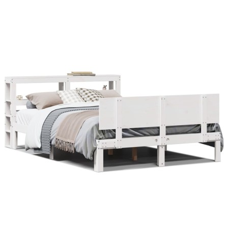 vidaXL Bettgestell mit Kopfteil ohne Matratze Weiß 150x200 cm
