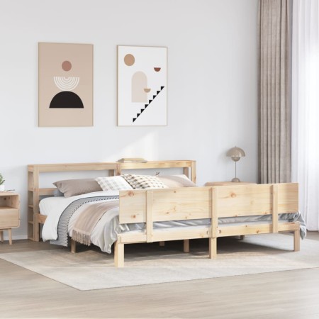 vidaXL Massivholzbett mit Kopfteil 200x200 cm Kiefer