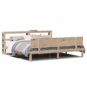vidaXL Massivholzbett mit Kopfteil 200x200 cm Kiefer