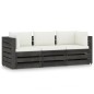 3-Sitzer Outdoor-Sofa mit Kissen Grau Imprägniertes Kiefernholz 3-Sitzer Outdoor-Sofa mit Kissen Grau Imprägniertes Kiefernholz