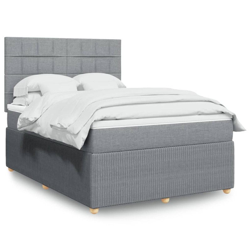 vidaXL Boxspringbett mit Matratze Hellgrau 140x200 cm Stoff vidaXL Boxspringbett mit Matratze Hellgrau 140x200 cm Stoff