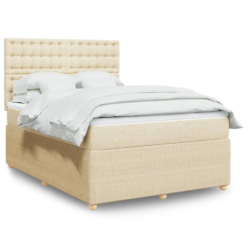 vidaXL Boxspringbett mit Matratze Creme 140x200 cm Stoff vidaXL Boxspringbett mit Matratze Creme 140x200 cm Stoff