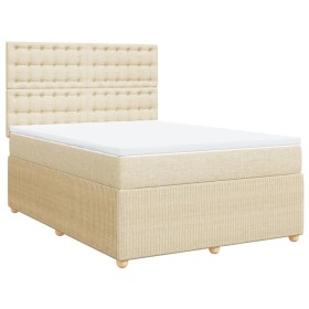 vidaXL Boxspringbett mit Matratze Creme 140x200 cm Stoff