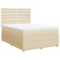 vidaXL Boxspringbett mit Matratze Creme 140x200 cm Stoff vidaXL Boxspringbett mit Matratze Creme 140x200 cm Stoff