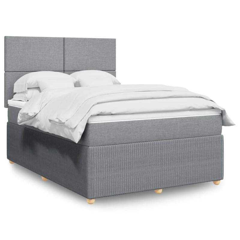 vidaXL Boxspringbett mit Matratze Hellgrau 160x200 cm Stoff vidaXL Boxspringbett mit Matratze Hellgrau 160x200 cm Stoff