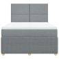 vidaXL Boxspringbett mit Matratze Hellgrau 160x200 cm Stoff vidaXL Boxspringbett mit Matratze Hellgrau 160x200 cm Stoff