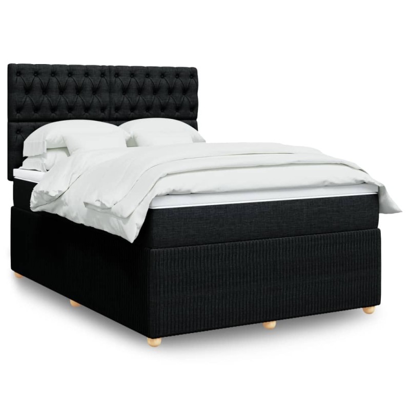 vidaXL Boxspringbett mit Matratze Schwarz 160x200 cm Stoff vidaXL Boxspringbett mit Matratze Schwarz 160x200 cm Stoff
