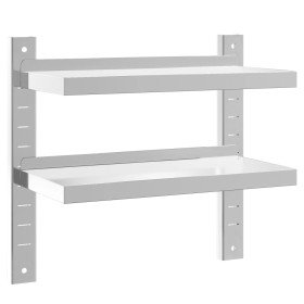vidaXL Wandregal mit 2 Böden 50x23,5x60 cm Silbern Edelstahl