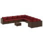 vidaXL 11-tlg. Garten-Sofagarnitur mit Kissen Braun Poly Rattan vidaXL 11-tlg. Garten-Sofagarnitur mit Kissen Braun Poly Rattan