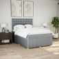 vidaXL Boxspringbett mit Matratze Hellgrau 160x200 cm Stoff