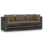 3-Sitzer Outdoor-Sofa mit Kissen Grau Imprägniertes Kiefernholz 3-Sitzer Outdoor-Sofa mit Kissen Grau Imprägniertes Kiefernholz