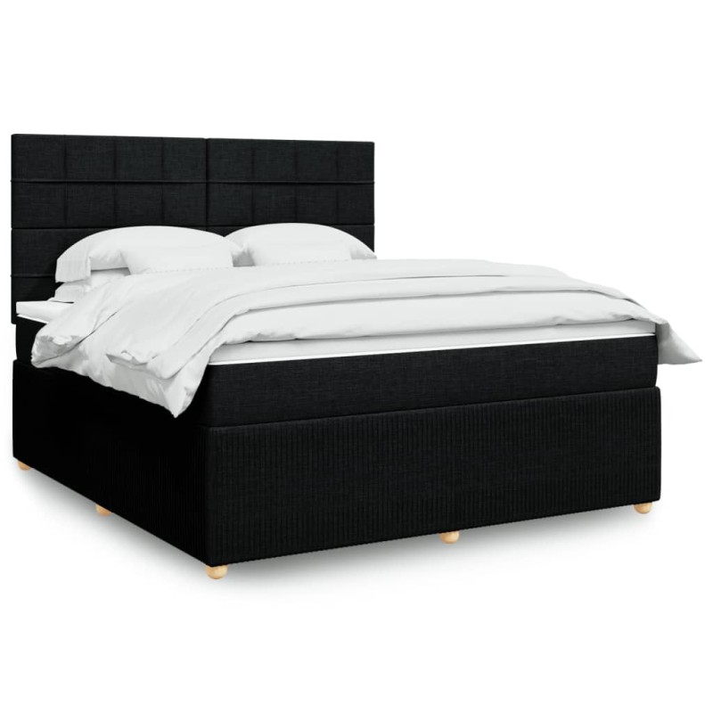vidaXL Boxspringbett mit Matratze Schwarz 180x200 cm Stoff vidaXL Boxspringbett mit Matratze Schwarz 180x200 cm Stoff