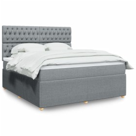 vidaXL Boxspringbett mit Matratze Hellgrau 180x200 cm Stoff