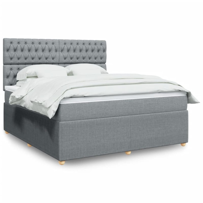 vidaXL Boxspringbett mit Matratze Hellgrau 180x200 cm Stoff vidaXL Boxspringbett mit Matratze Hellgrau 180x200 cm Stoff