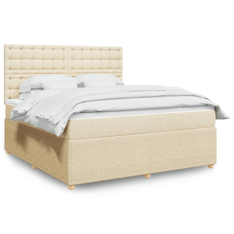 vidaXL Boxspringbett mit Matratze Creme 180x200 cm Stoff vidaXL Boxspringbett mit Matratze Creme 180x200 cm Stoff