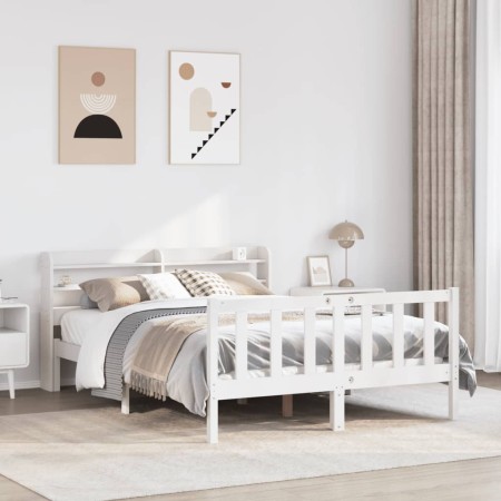 vidaXL Massivholzbett ohne Matratze Weiß 160x200 Kiefernholz