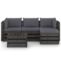 5-tlg. Garten-Lounge-Set mit Kissen Grau Imprägniertes Holz